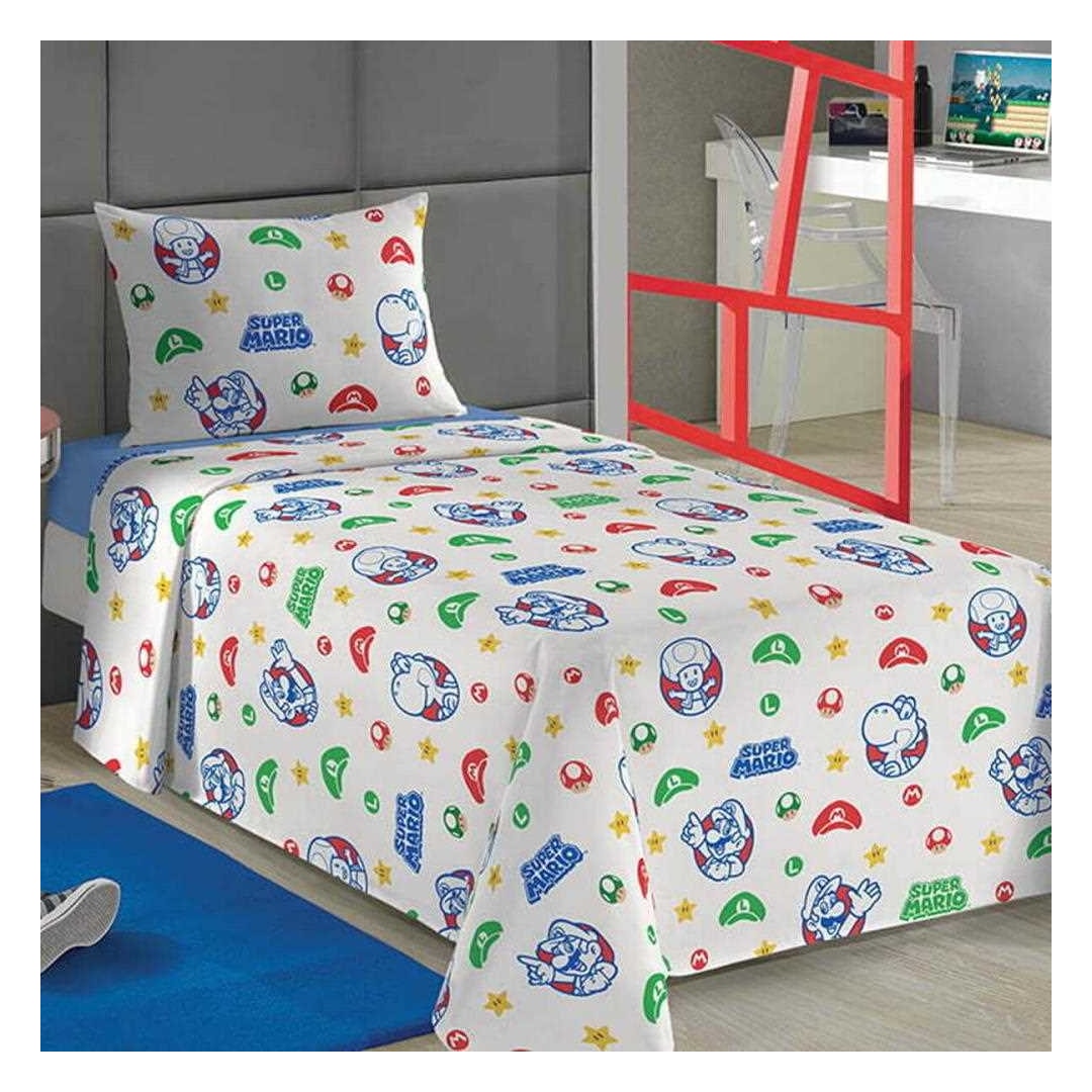 Jogo De Cama Lepper Solteiro Super Mario 3Peças 059871 Branco Super Mario Jogo De Cama Lepper Solteiro Super Mario 3Peças 059871 Branco Super Mario