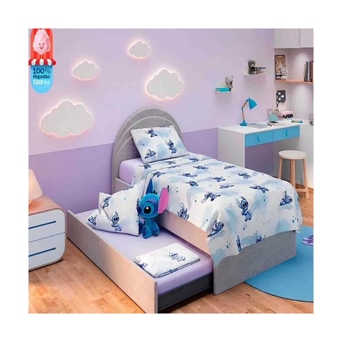 Jogo De Cama Lepper Stitch Solteiro 3 Peças 059756 Azul Stitch Jogo De Cama Lepper Stitch Solteiro 3 Peças 059756 Azul Stitch