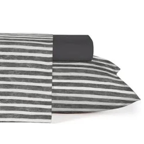 Detalhe - Jogo Teka De Lençol Casal 3 Peças Diamante Preto