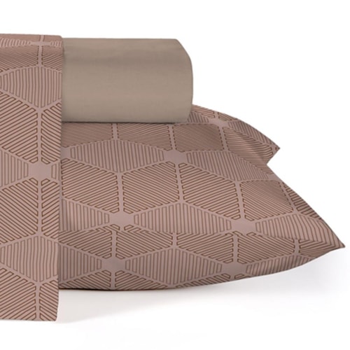 Detalhe - Jogo Teka De Lençol Queen 4 Peças Diamante Bege