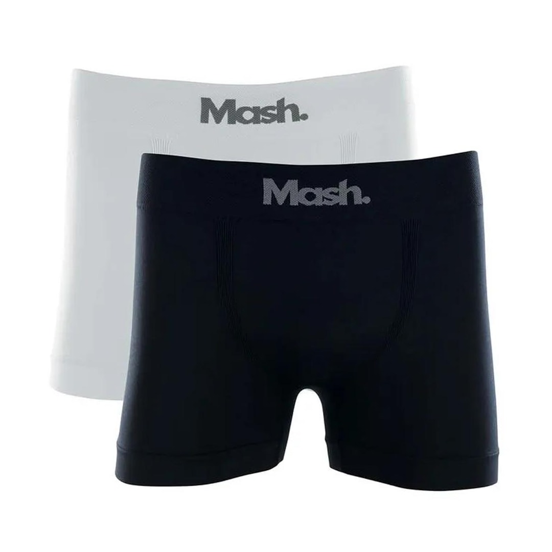 Kit 2 Cueca Mash Boxer S/costura 711.01 Preto/Branco
