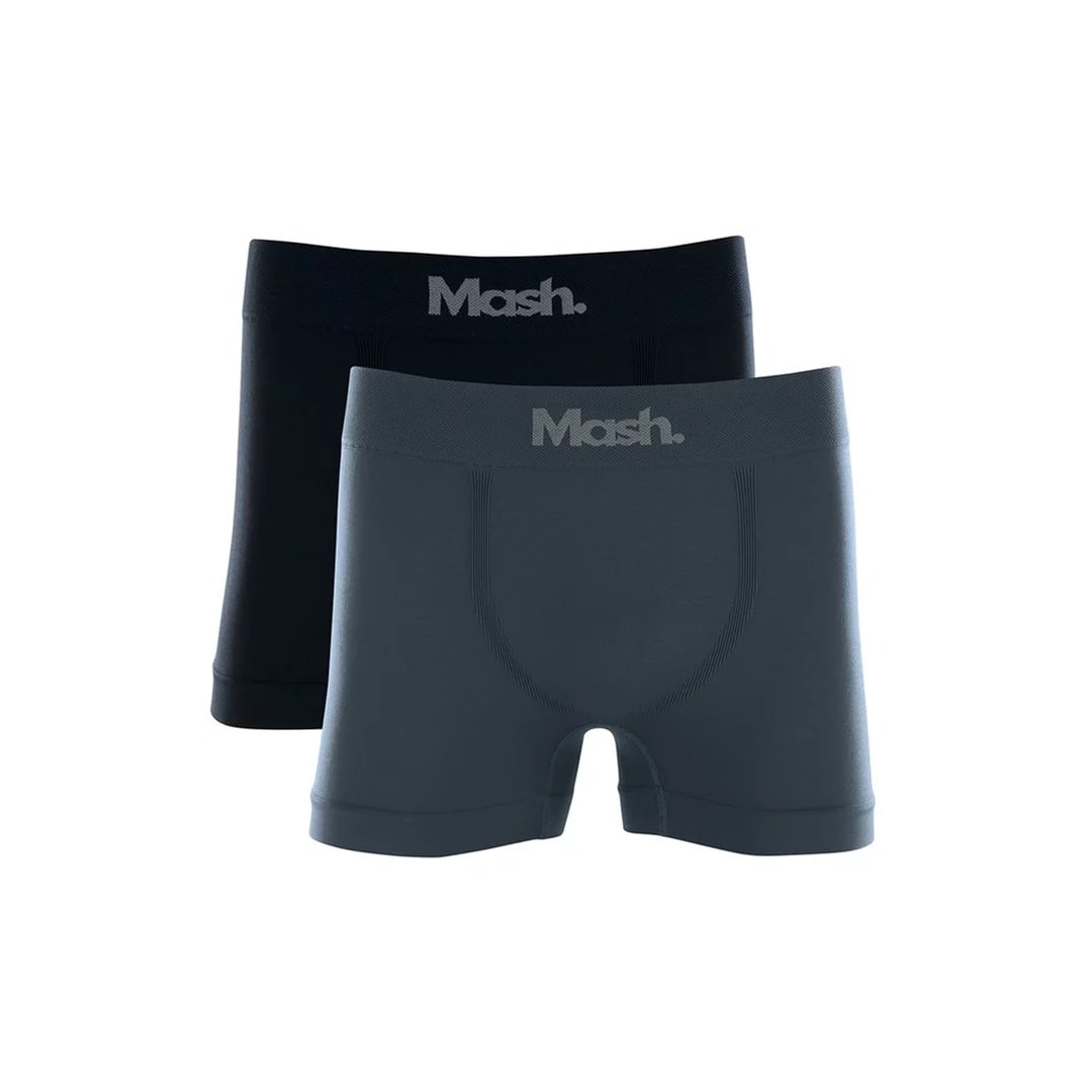 Kit 2 Cueca Mash Boxer S/costura 711.01 Preto/Cinza Chumbo Kit 2 Cueca Mash Boxer S/costura 711.01 Preto/Cinza Chumbo