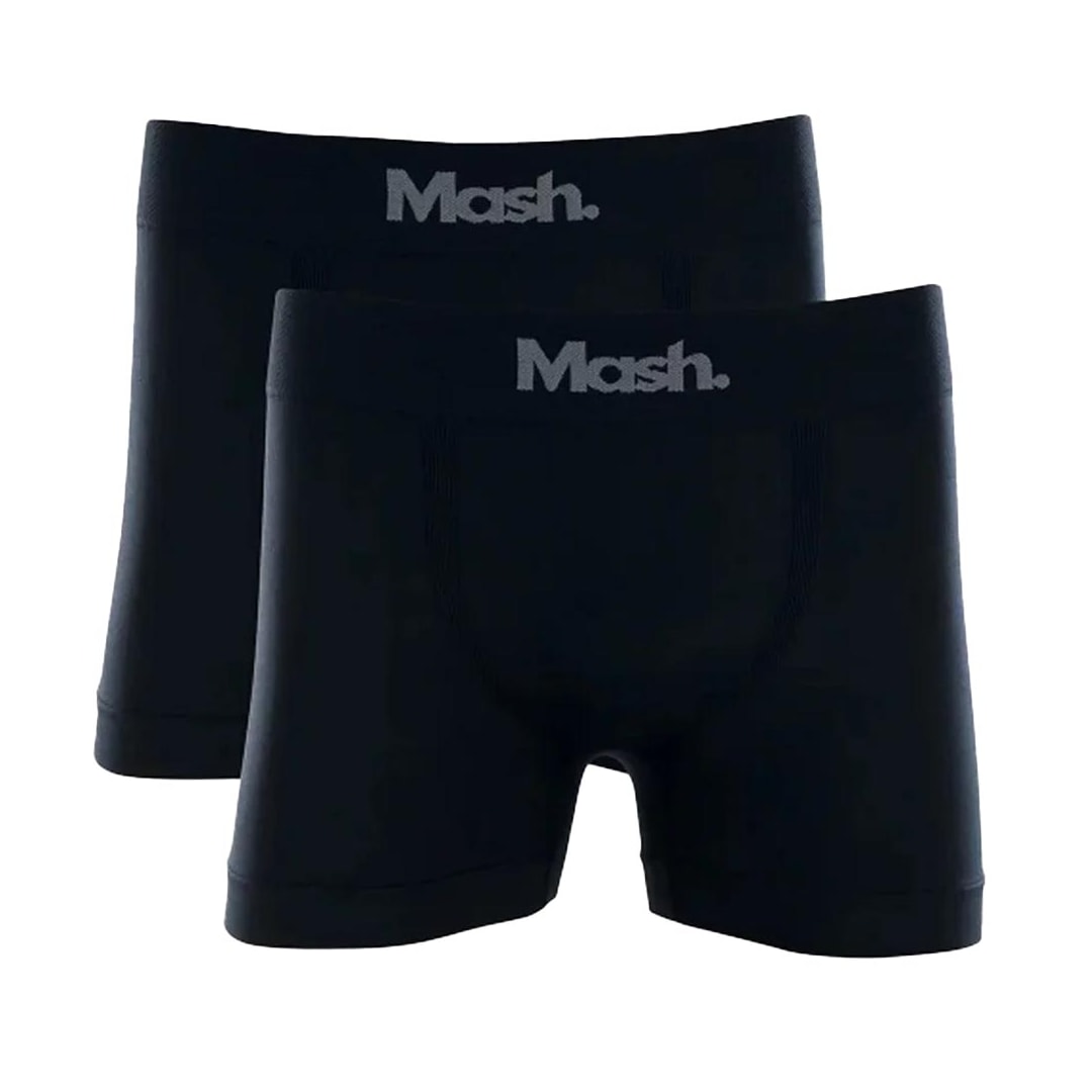 Kit 2 Cueca Mash Boxer S/costura 711.01 Preto/Preto