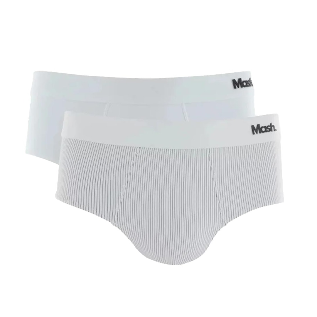 Kit 2 Cueca Mash Slip Microfibra 151.02 Branco/Branco Kit 2 Cueca Mash Slip Microfibra 151.02 Branco/Branco