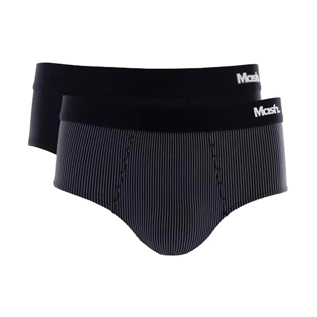 Kit 2 Cueca Mash  Slip Microfibra 151.02 Preto/Preto