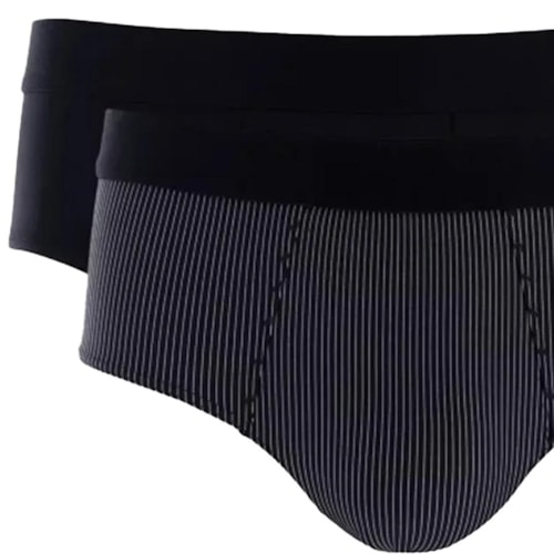 Detalhe - Kit 2 Cueca Mash  Slip Microfibra 151.02 Preto/Preto