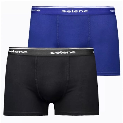 Kit 2 Cuecas Selene Boxer 95% algodao 11450 Azul/Preto