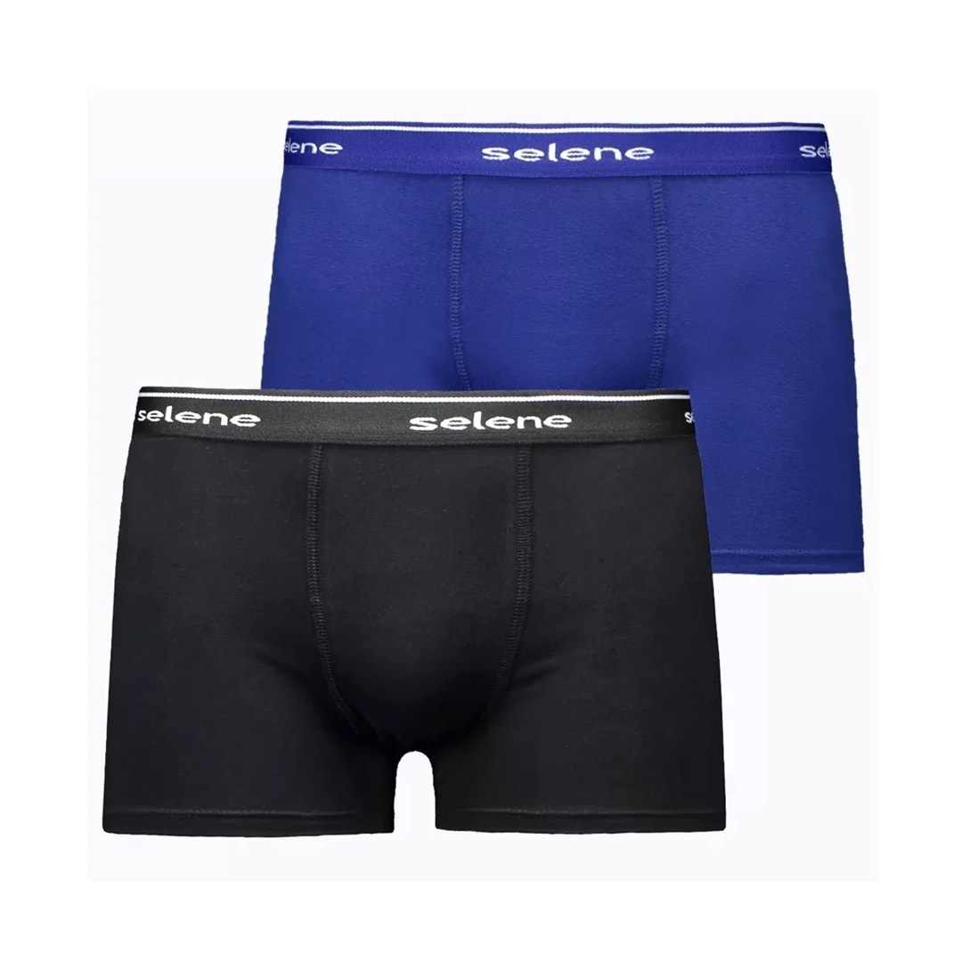 Kit 2 Cuecas Selene Boxer 95% algodao 11450 Azul/Preto Kit 2 Cuecas Selene Boxer 95% algodao 11450 Azul/Preto