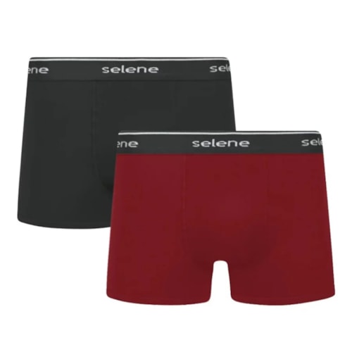 Kit 2 Cuecas Selene Boxer 95% algodao 11450 Preto/Bordo