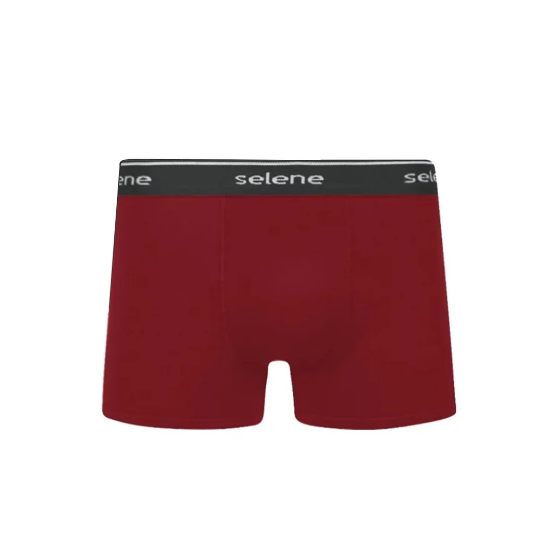 Kit 2 Cuecas Selene Boxer 95% algodao 11450 Preto/Bordo
