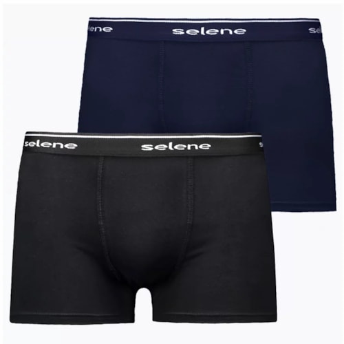 Kit 2 Cuecas Selene Boxer 95% algodao 11450 Preto/Marinho