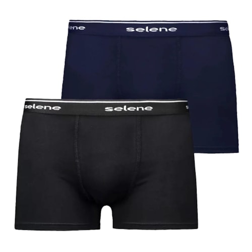 Kit 2 Cuecas Selene Boxer 95% algodao 11450 Preto/Marinho