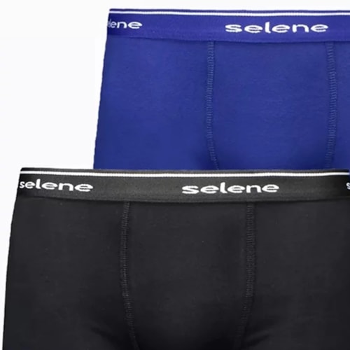 Kit 2 Cuecas Selene Boxer 95% algodao 11450 Royal/Preto