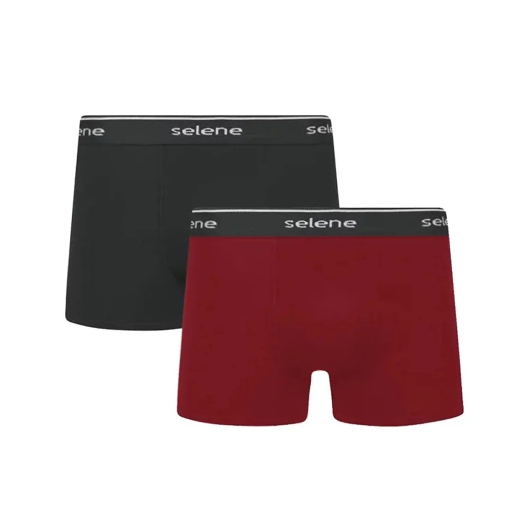 Kit 2 Cuecas Selene Boxer 95% algodao 11450 Vermelho/Preto