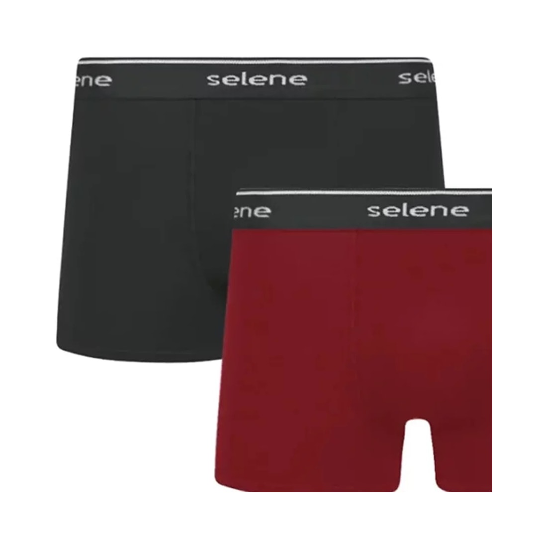 Kit 2 Cuecas Selene Boxer 95% algodao 11450 Vermelho/Preto Kit 2 Cuecas Selene Boxer 95% algodao 11450 Vermelho/Preto