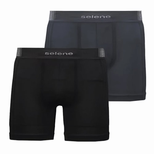 Kit 2 Cuecas Selene Boxer Sem Costura 11190 Preto/Chumbo