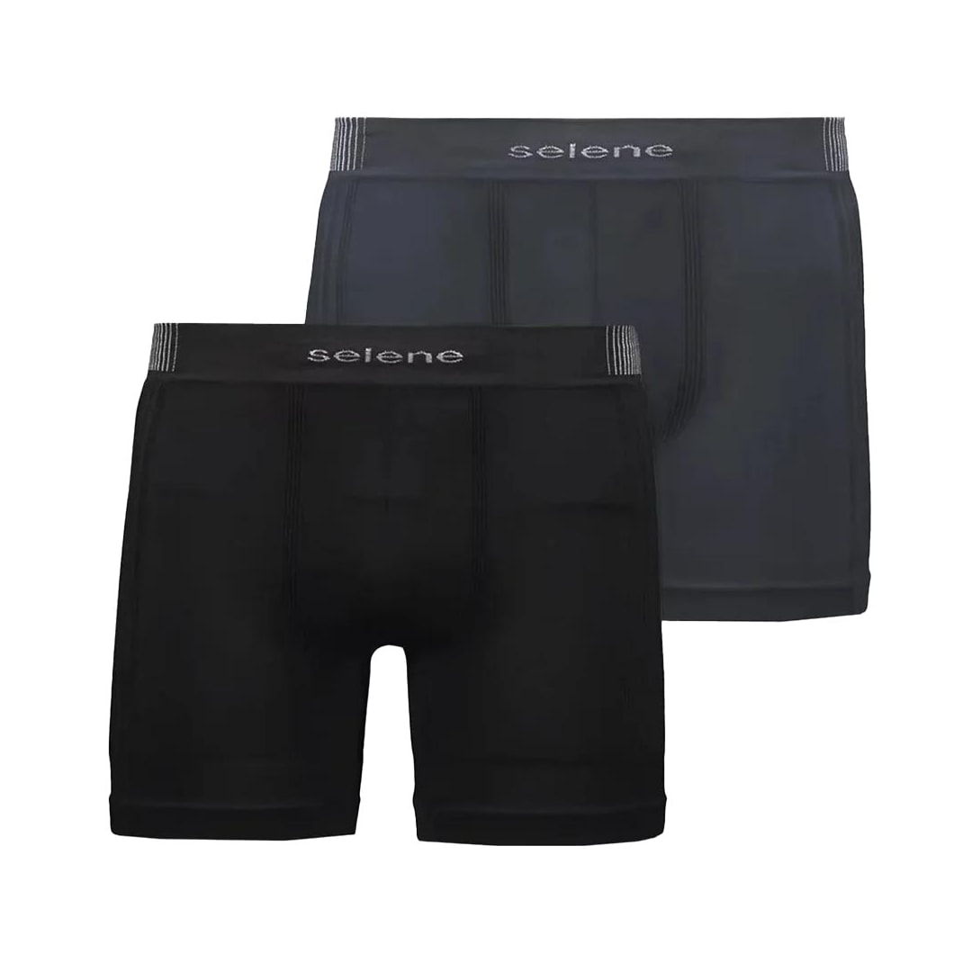 Kit 2 Cuecas Selene Boxer Sem Costura 11190 Preto/Chumbo