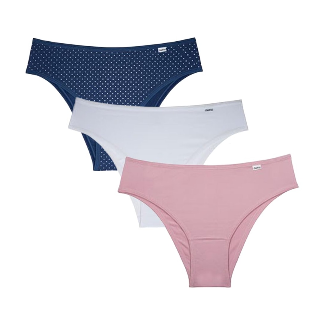 Kit 3 Calcinha Delrio Em Microfibra 51509 Marinho Petit/Branco