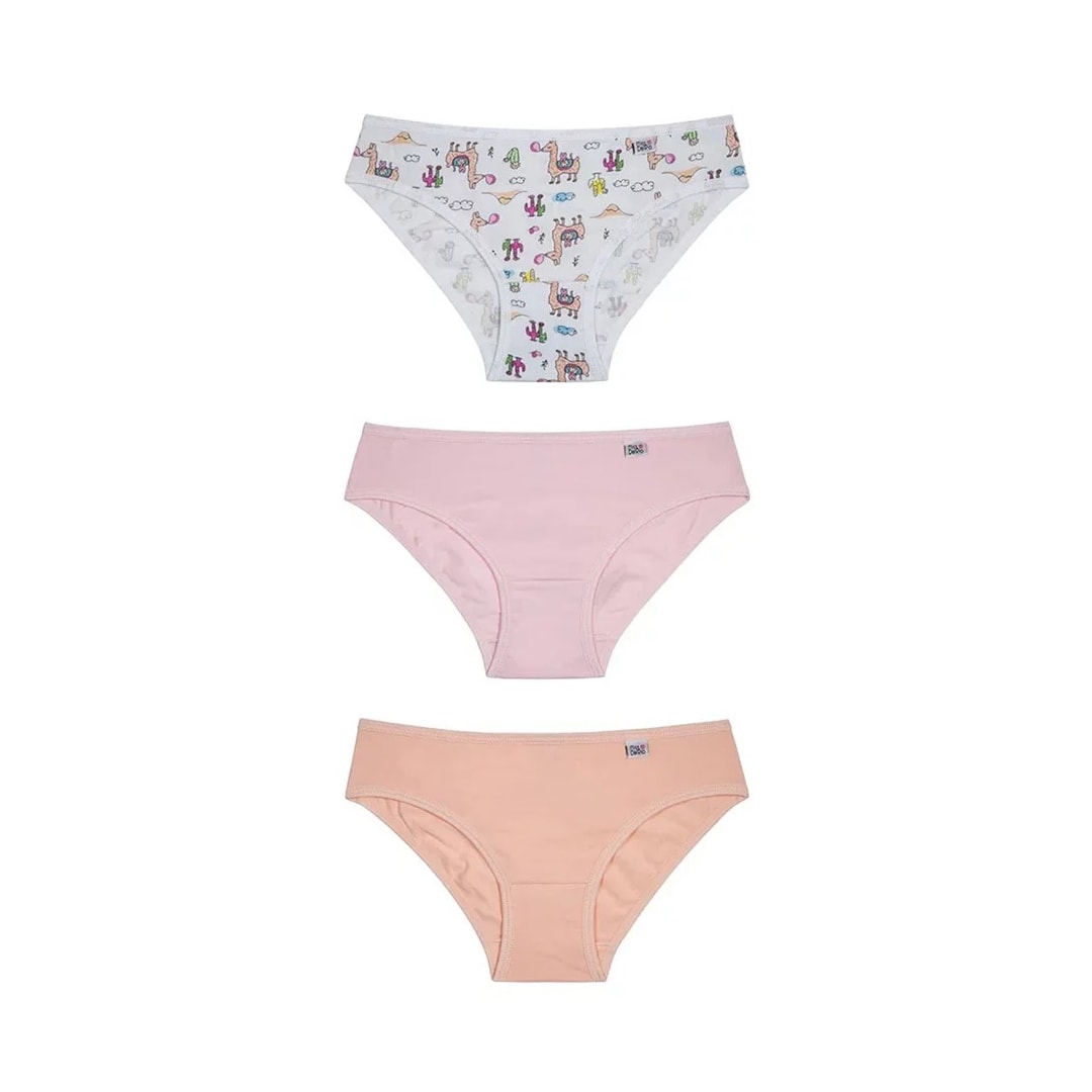 Kit 3 Calcinha Delrio Infantil 51309 Branco Lhama