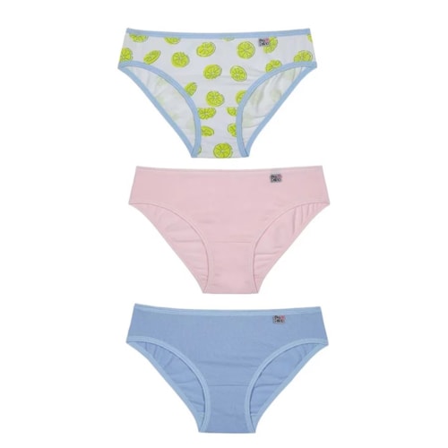 Kit 3 Calcinha Delrio Infantil 51309 Branco Limão