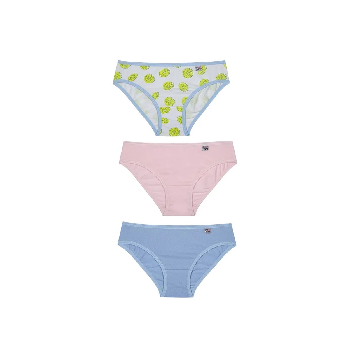 Kit 3 Calcinha Delrio Infantil 51309 Branco Limão Kit 3 Calcinha Delrio Infantil 51309 Branco Limão