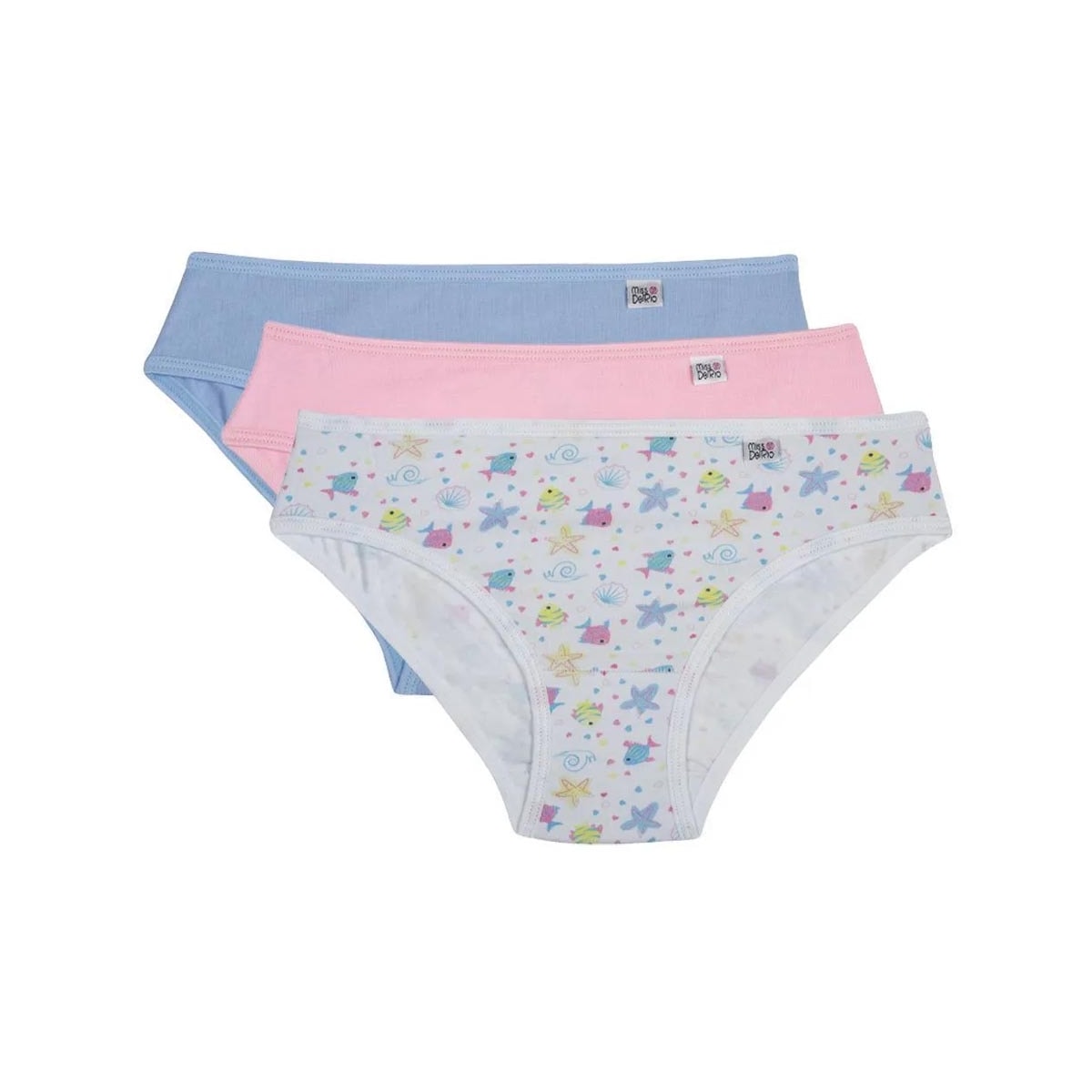 Kit 3 Calcinha Delrio Infantil 51309 Branco Peixinho Kit 3 Calcinha Delrio Infantil 51309 Branco Peixinho