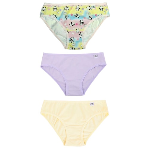 Detalhe - Kit 3 Calcinha Delrio Infantil 51309 Unicornio/Lilas/Amar