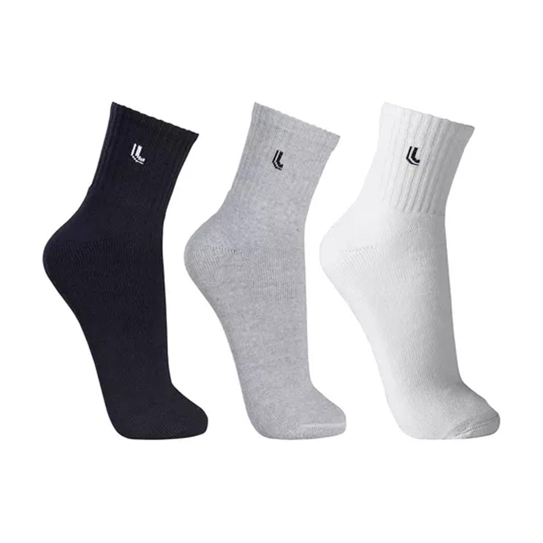 Kit 3 Meia Lupo 65% Algodao 3245 Branco/Mescla/Preto Kit 3 Meia Lupo 65% Algodao 3245 Branco/Mescla/Preto