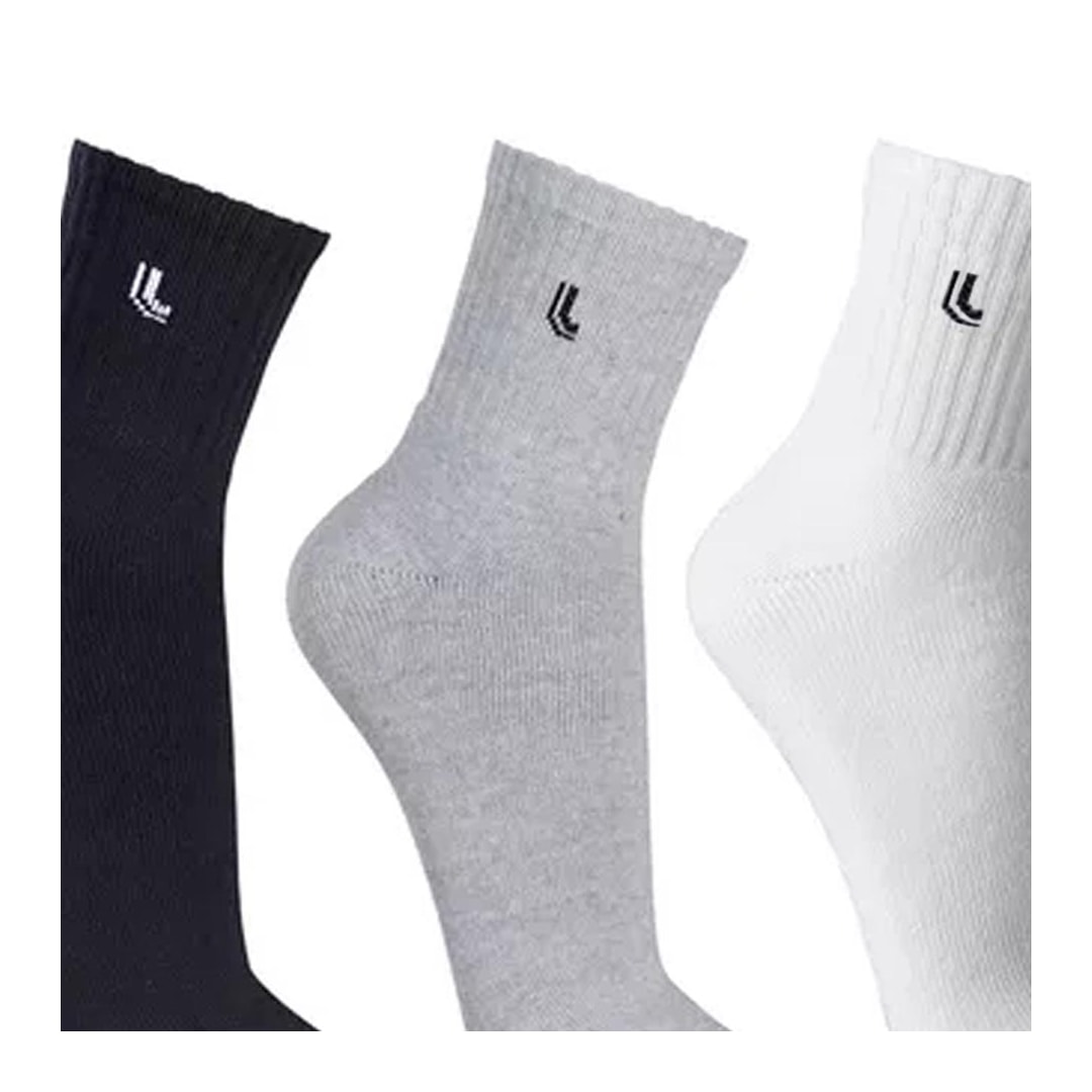 Kit 3 Meia Lupo 65% Algodao 3245 Branco/Mescla/Preto