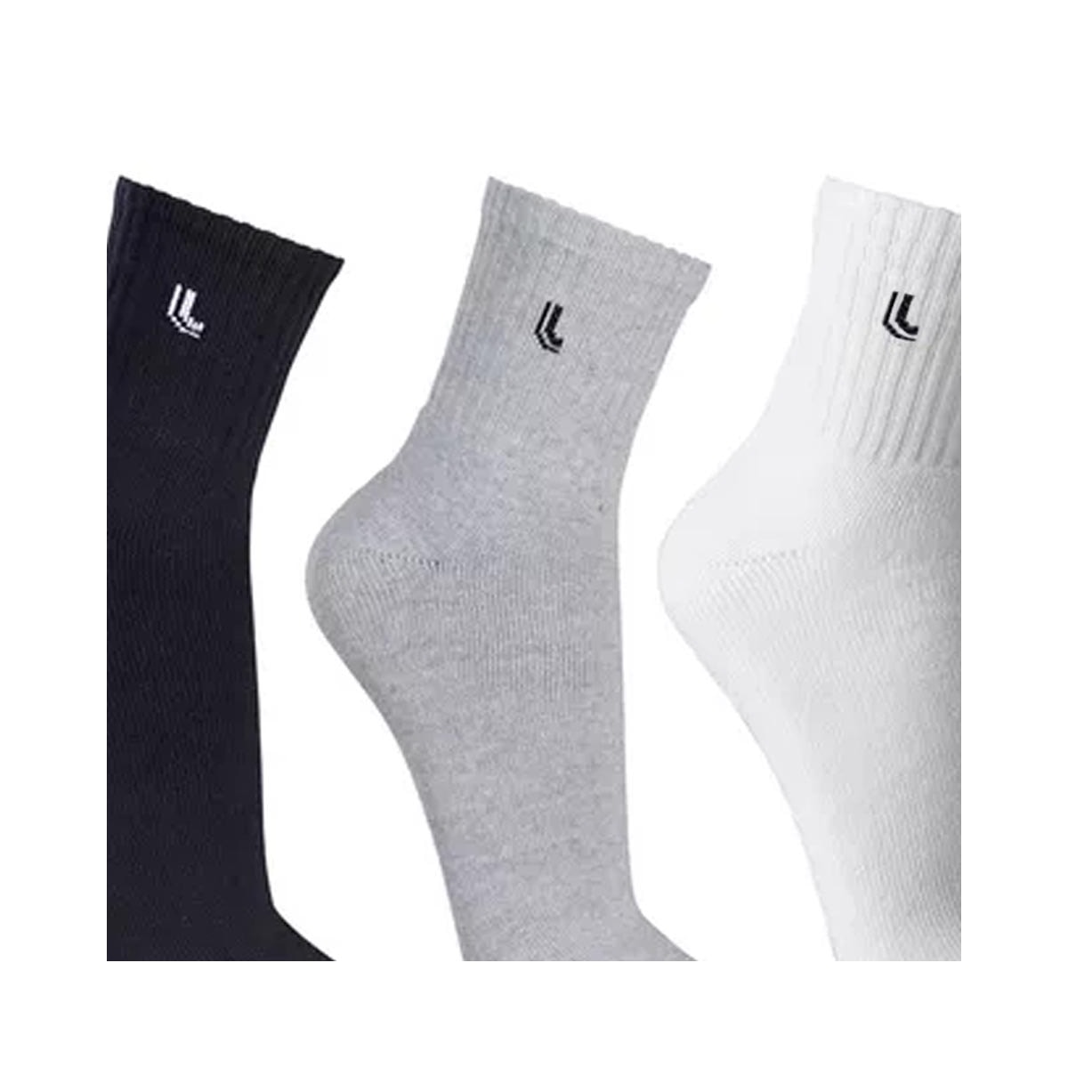 Kit 3 Meia Lupo 65% Algodao 3245 Branco/Mescla/Preto
