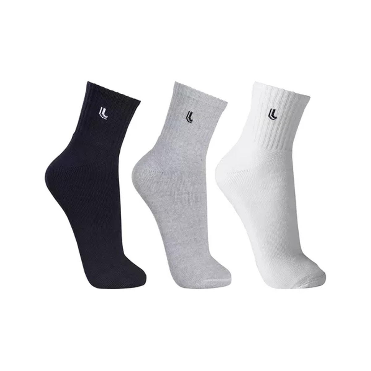 Kit 3 Meia Lupo 65% Algodao 3245 Branco/Mescla/Preto Kit 3 Meia Lupo 65% Algodao 3245 Branco/Mescla/Preto