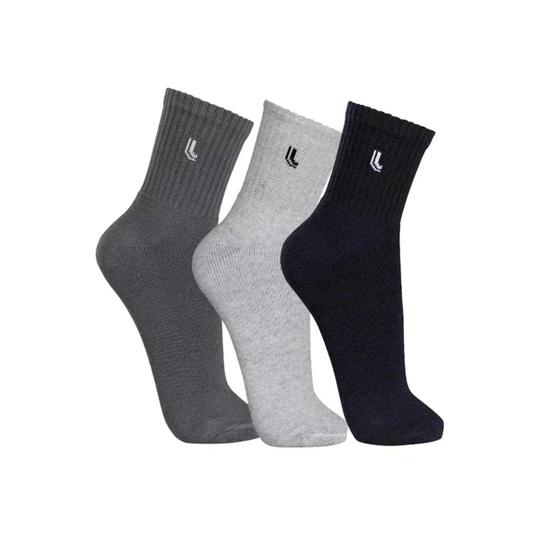 Kit 3 Meia Lupo 65% Algodao 3245 Mescla/Chumbo/Preto
