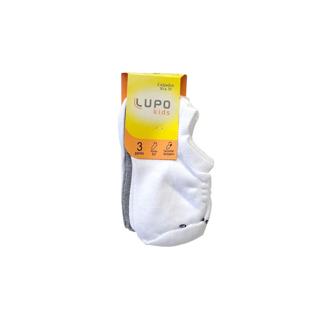 Kit 3 Meia Lupo Sapatilha 68% Algodao 2270 Branco/Cinza/Branco
