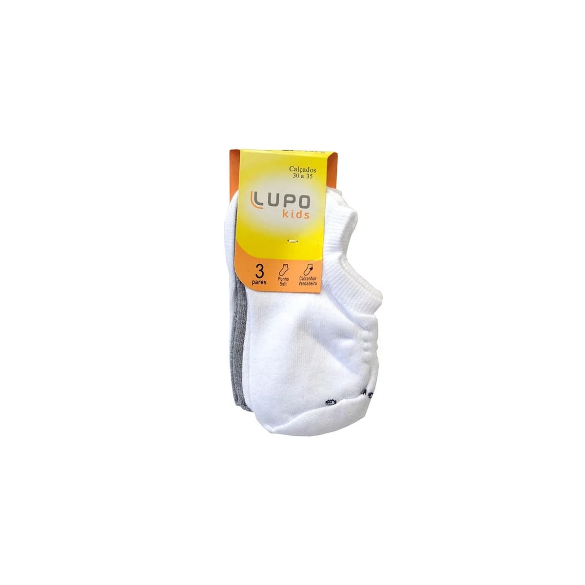 Kit 3 Meia Lupo Sapatilha 68% Algodao 2270 Branco/Cinza/Branco
