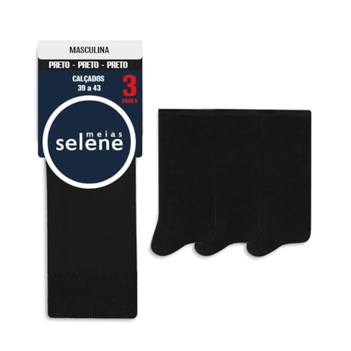 Detalhe - Kit 3 Meia Selene Masculinas 8500 Preto