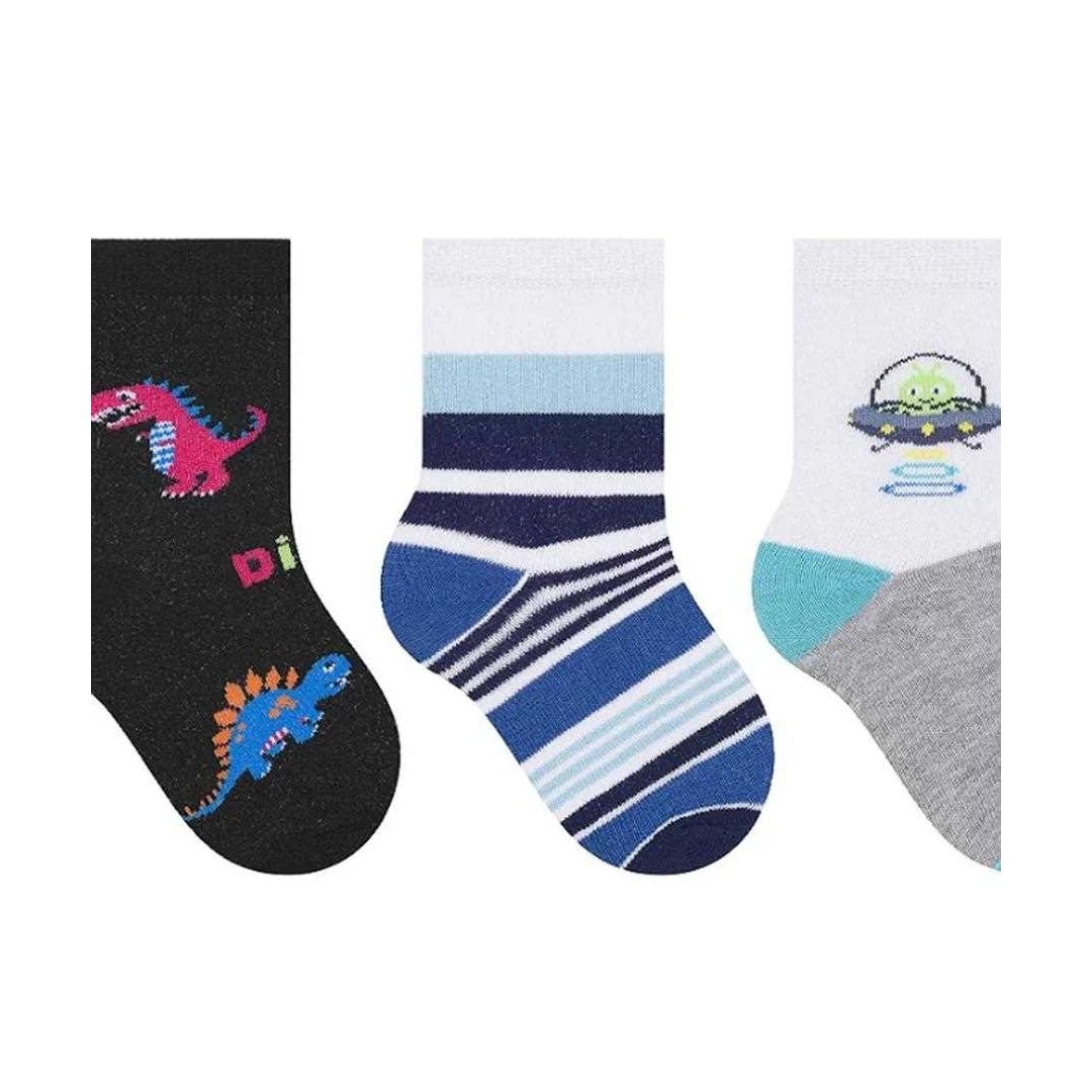 Kit 3 Pares Meia Bebes Menino 1451 Selene Branco/Branco/Preto