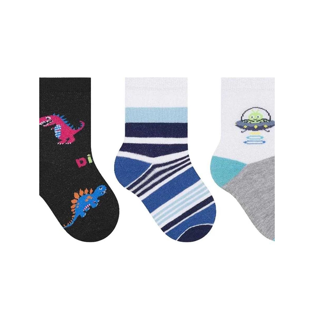 Kit 3 Pares Meia Bebes Menino 1451 Selene Branco/Branco/Preto