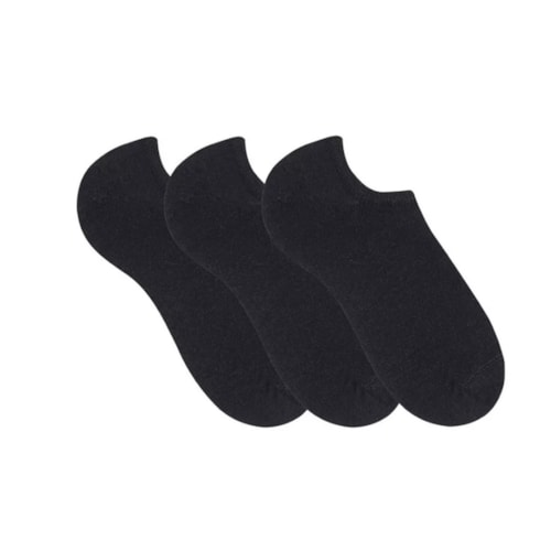 Kit 3 Pares Meia Selene Esportiva 8065 Preto/Preto/Preto