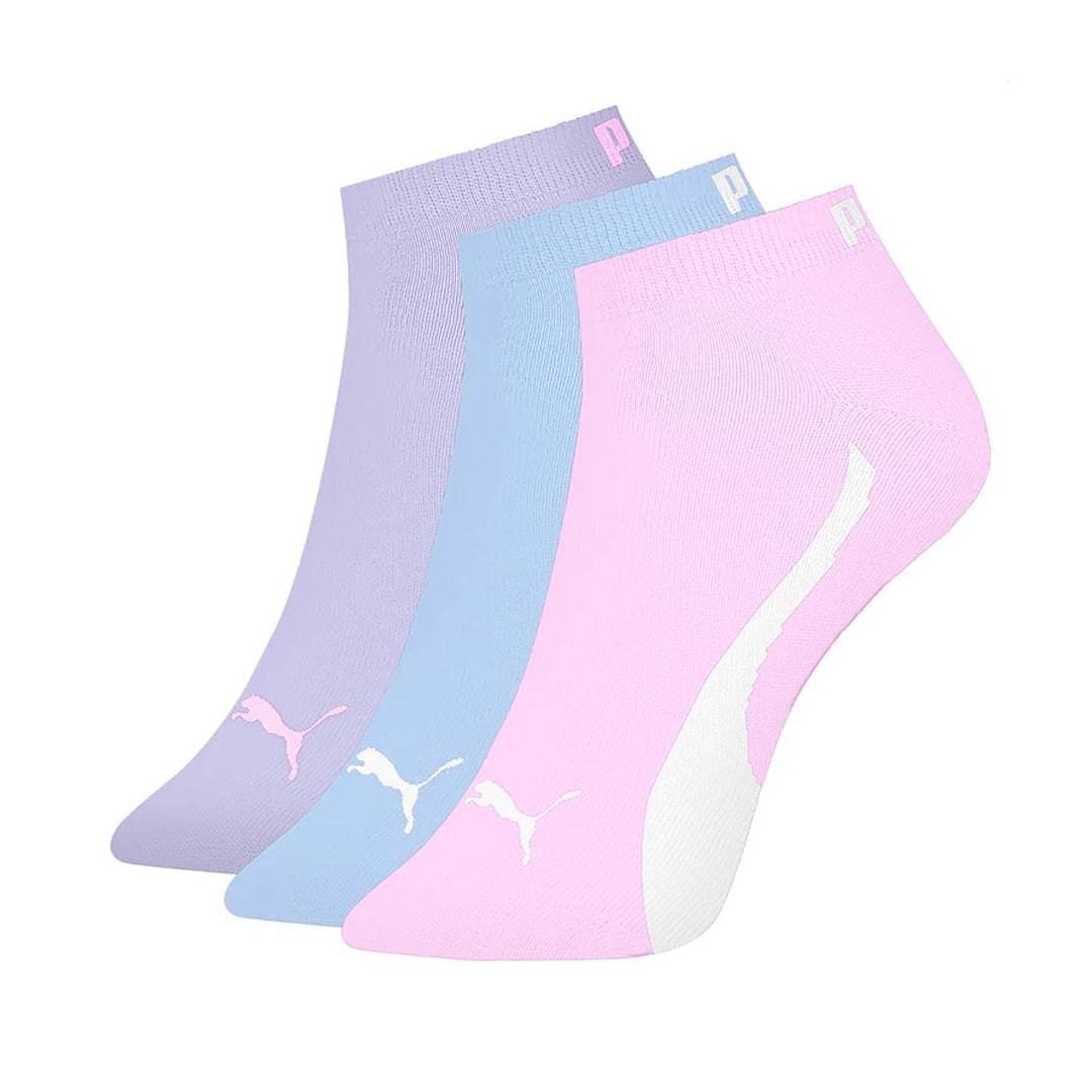Kit 3 Selene Pares Meia Sapatilha Puma 4725 Lilas/Azul/Rosa