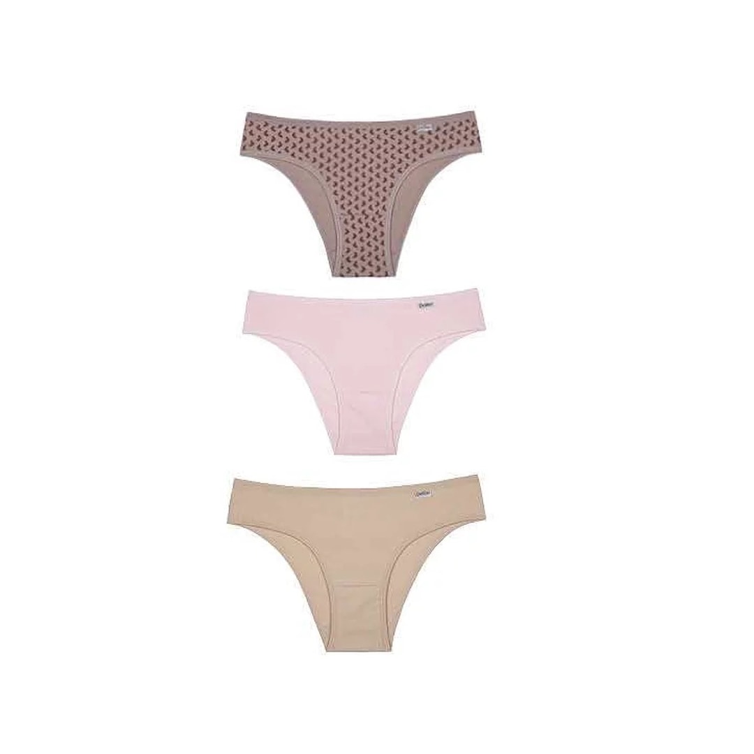 Kit Biquíni Delrio Em Cotton V51364 Nude/Rosa/Bege