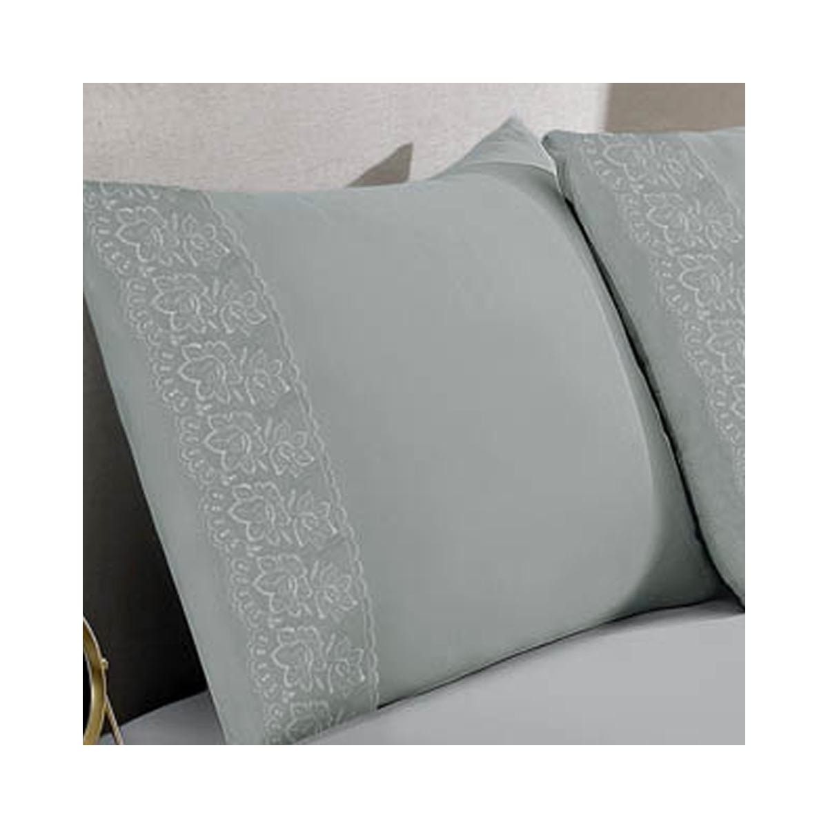 Kit Bouton De 2 Fronhas Sonata Renda Milka Cinza Kit Bouton De 2 Fronhas Sonata Renda Milka Cinza