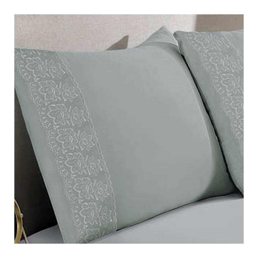 Kit Bouton De 2 Fronhas Sonata Renda Milka Cinza