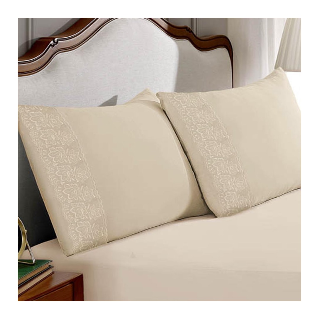 Kit Bouton De 2 Fronhas Sonata Renda Milka Perola