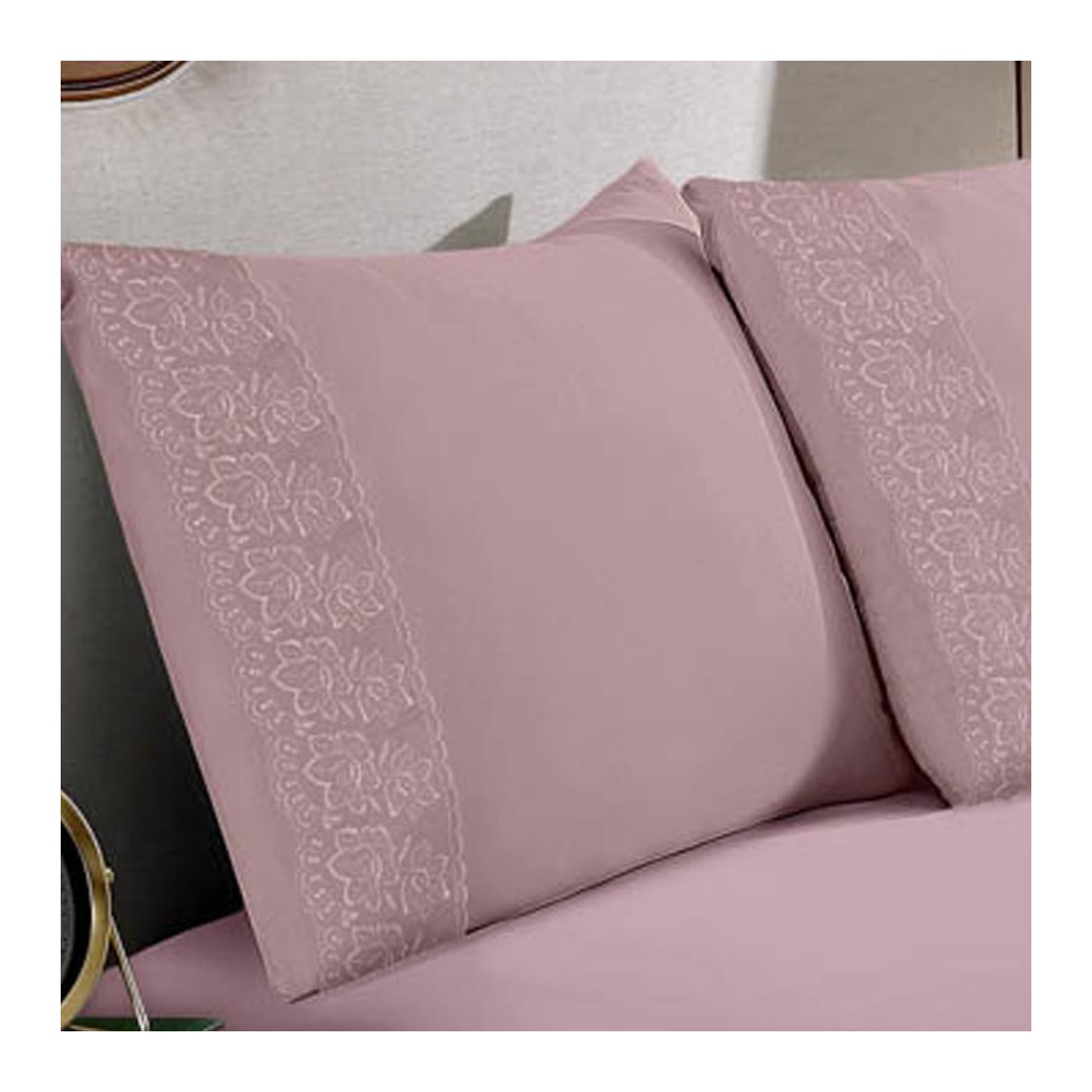 Kit Bouton De 2 Fronhas Sonata Renda Milka Rosa