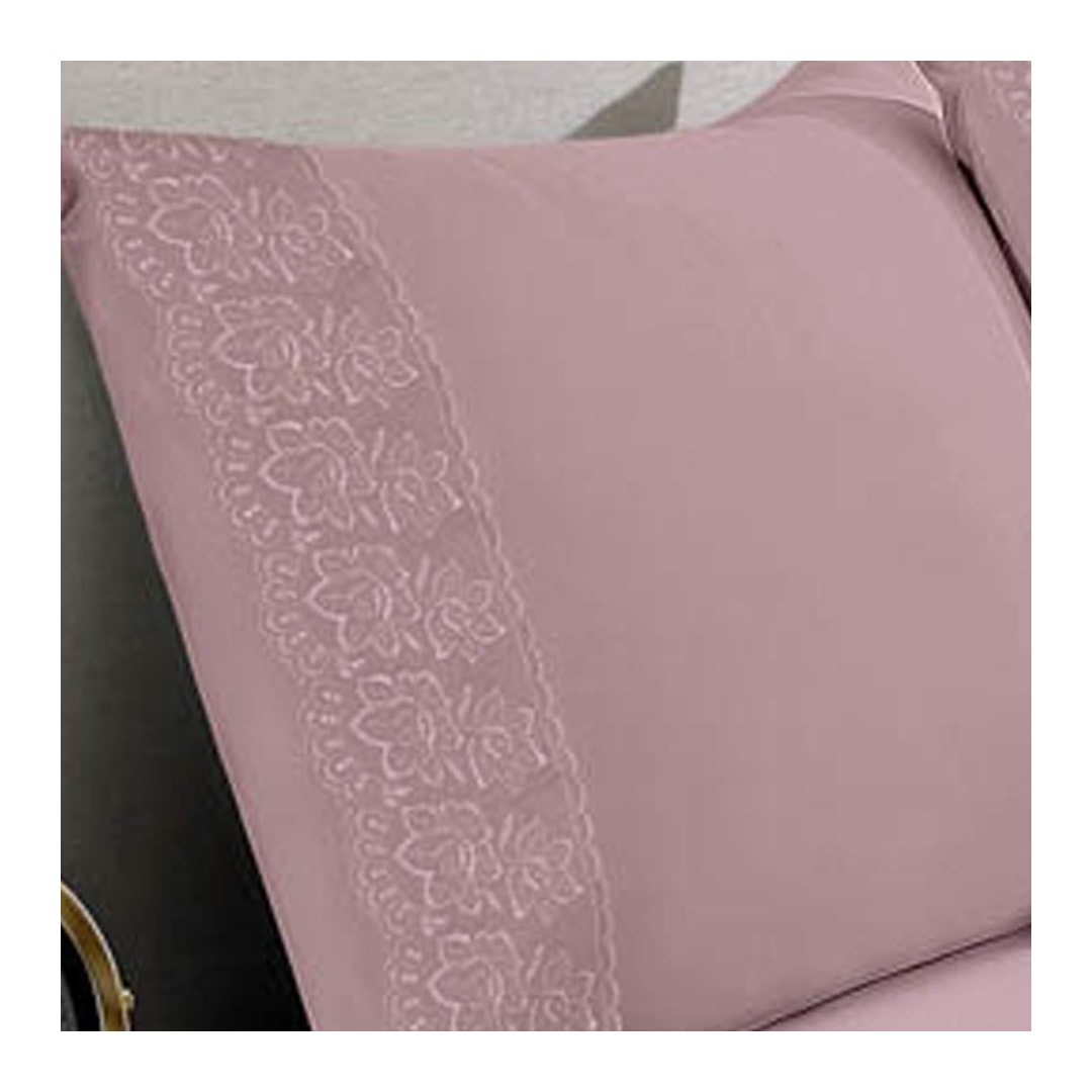 Kit Bouton De 2 Fronhas Sonata Renda Milka Rosa