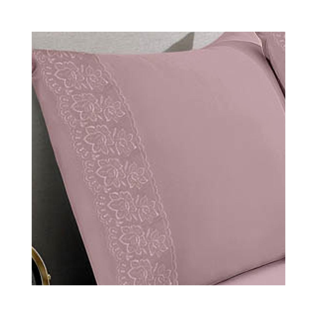 Kit Bouton De 2 Fronhas Sonata Renda Milka Rosa