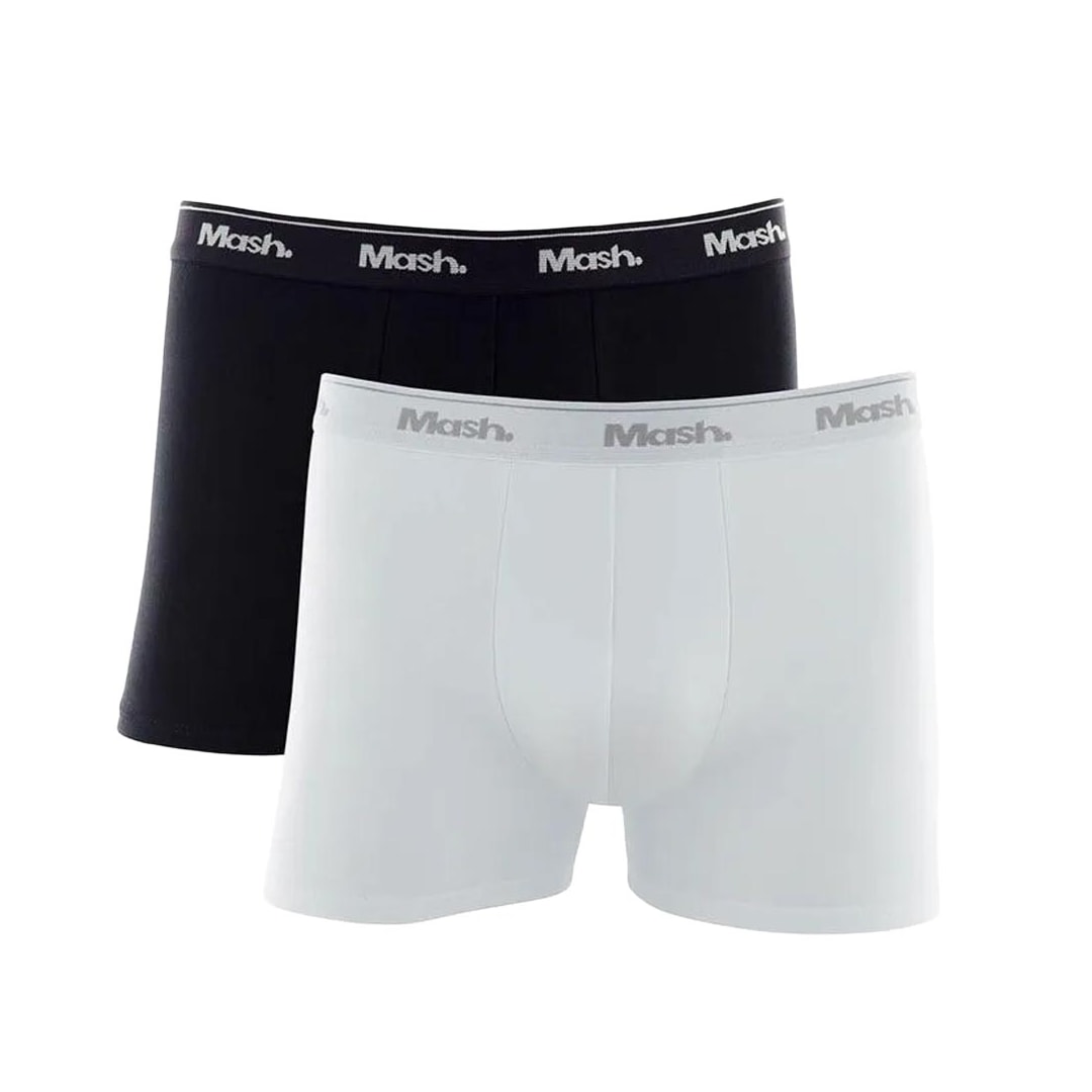 Kit Cueca Mash Boxer Algodao 110.04 Preto/Branco