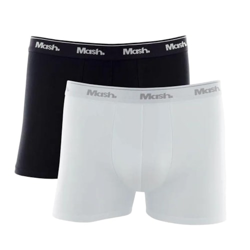 Kit Cueca Mash Boxer Algodao 110.04 Preto/Branco