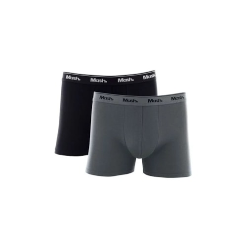 Kit Cueca Mash Boxer Algodao 110.04 Preto/Chumbo