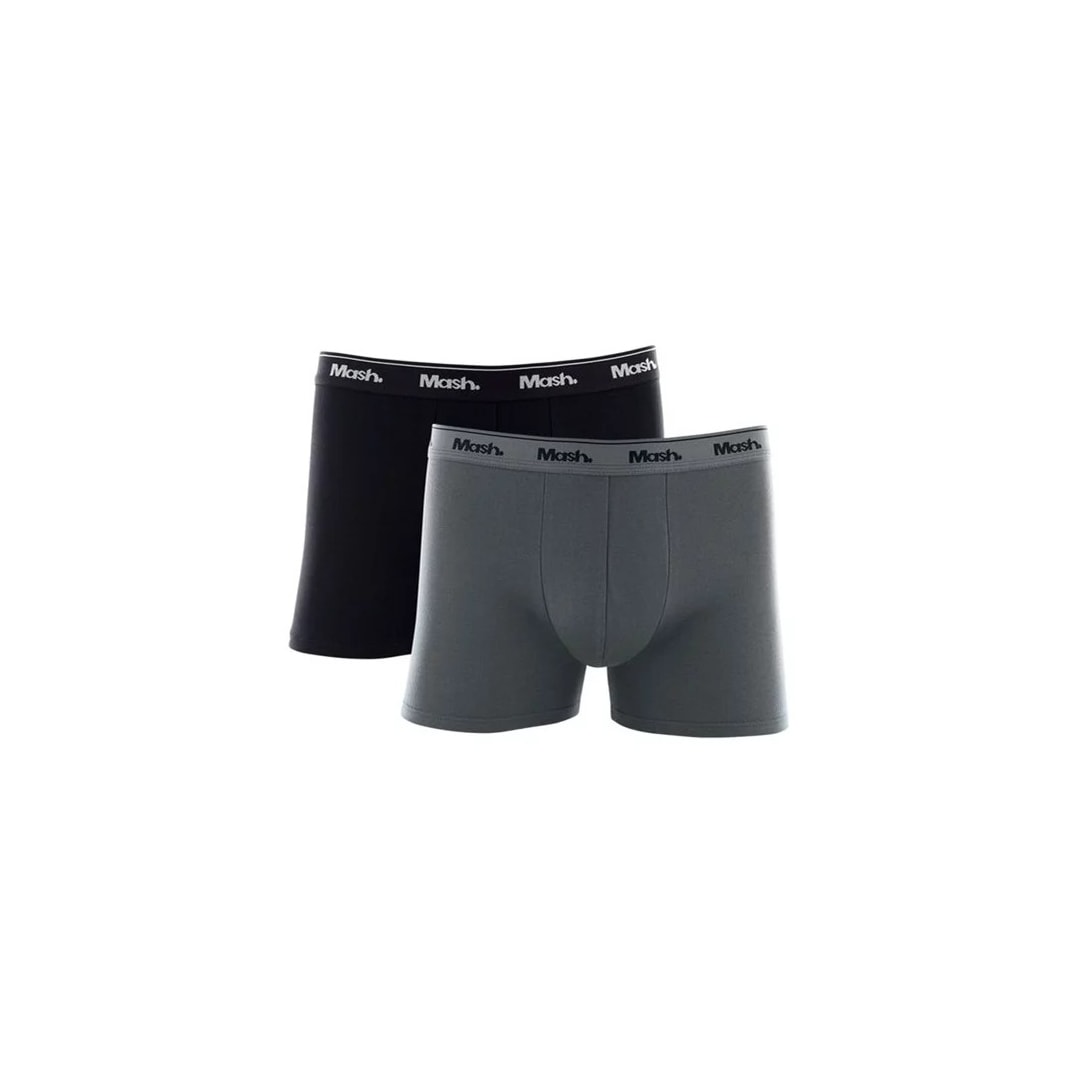 Kit Cueca Mash Boxer Algodao 110.04 Preto/Chumbo